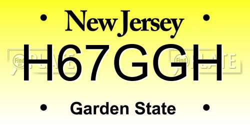 H67GGH New Jersey License Plate