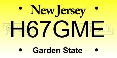 H67GME New Jersey License Plate