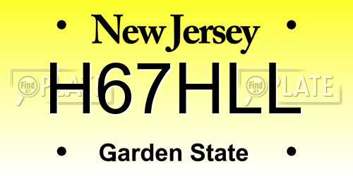 H67HLL New Jersey License Plate