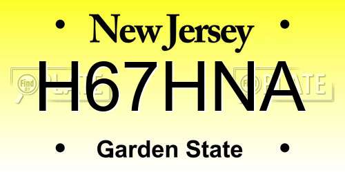 H67HNA New Jersey License Plate