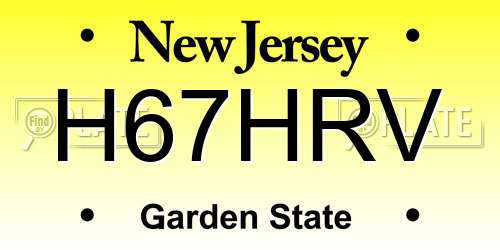 H67HRV New Jersey License Plate