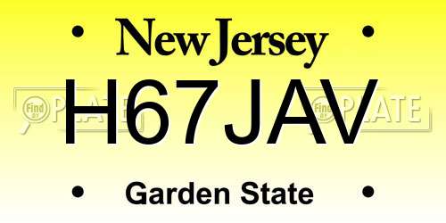 H67JAV New Jersey License Plate