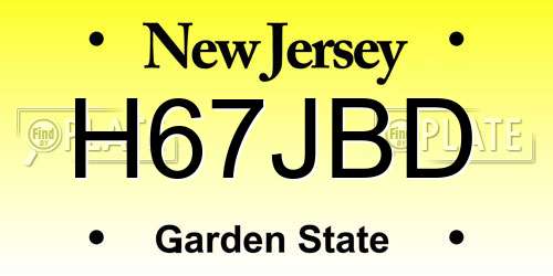 H67JBD New Jersey License Plate