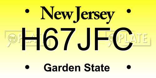 H67JFC New Jersey License Plate
