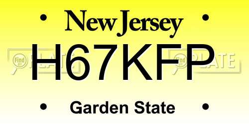 H67KFP New Jersey License Plate