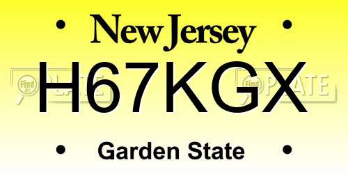 H67KGX New Jersey License Plate