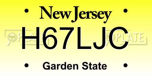 H67LJC New Jersey License Plate