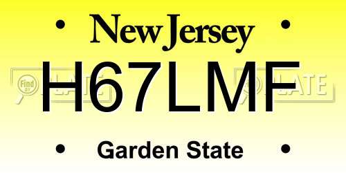 H67LMF New Jersey License Plate