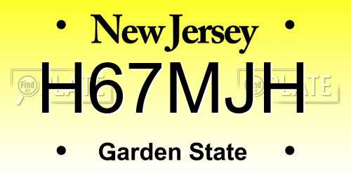 H67MJH New Jersey License Plate