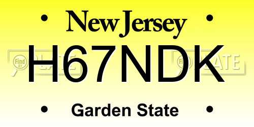 H67NDK New Jersey License Plate