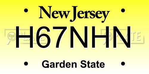 H67NHN New Jersey License Plate