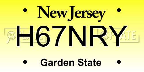 H67NRY New Jersey License Plate