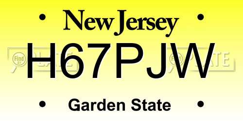 H67PJW New Jersey License Plate
