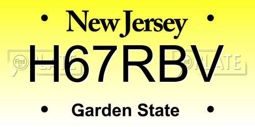 H67RBV New Jersey License Plate