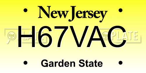 H67VAC New Jersey License Plate