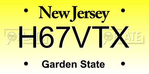 H67VTX New Jersey License Plate
