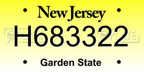 H683322 New Jersey License Plate