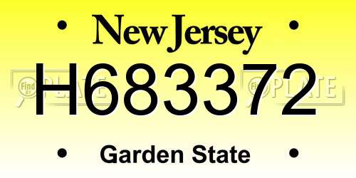 H683372 New Jersey License Plate