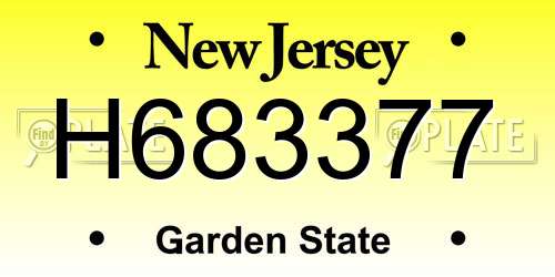 H683377 New Jersey License Plate