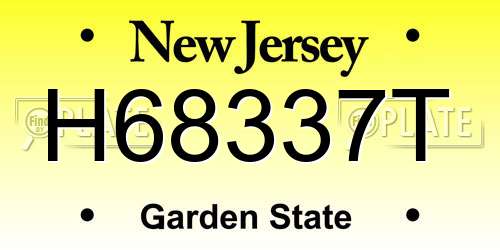 H68337T New Jersey License Plate