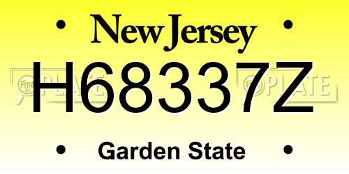 H68337Z New Jersey License Plate
