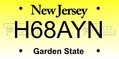 H68AYN New Jersey License Plate