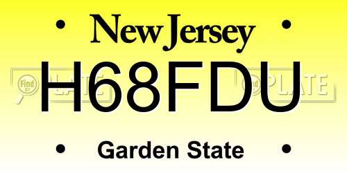 H68FDU New Jersey License Plate