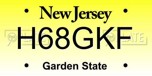 H68GKF New Jersey License Plate