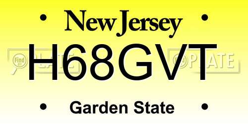 H68GVT New Jersey License Plate