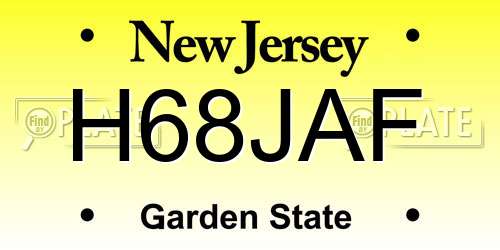 H68JAF New Jersey License Plate
