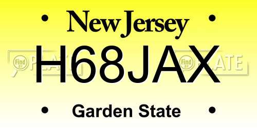 H68JAX New Jersey License Plate
