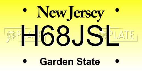H68JSL New Jersey License Plate