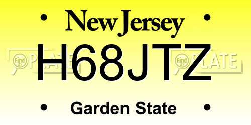 H68JTZ New Jersey License Plate