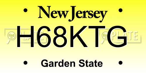 H68KTG New Jersey License Plate