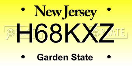 H68KXZ New Jersey License Plate