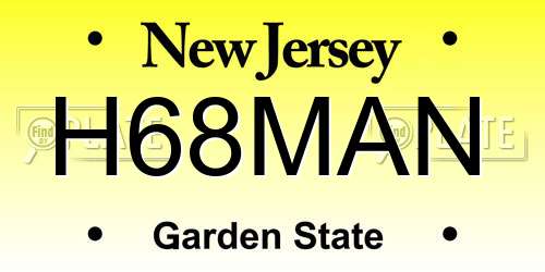H68MAN New Jersey License Plate