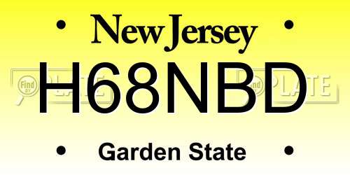 H68NBD New Jersey License Plate