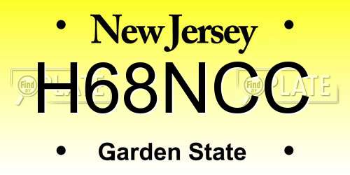 H68NCC New Jersey License Plate