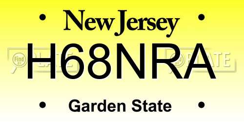 H68NRA New Jersey License Plate