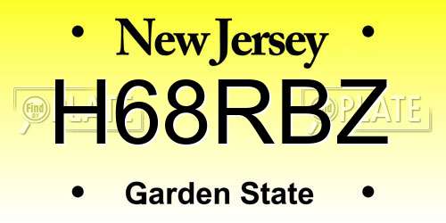 H68RBZ New Jersey License Plate