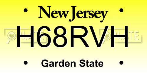 H68RVH New Jersey License Plate
