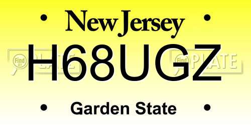 H68UGZ New Jersey License Plate