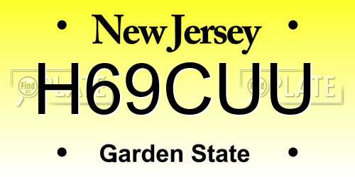 H69CUU New Jersey License Plate