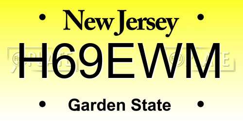 H69EWM New Jersey License Plate