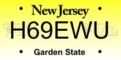 H69EWU New Jersey License Plate