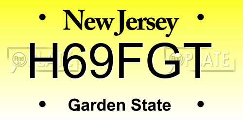 H69FGT New Jersey License Plate