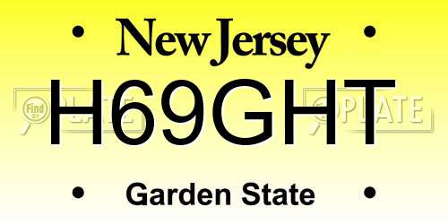 H69GHT New Jersey License Plate