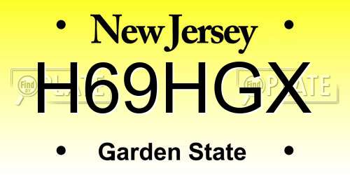 H69HGX New Jersey License Plate
