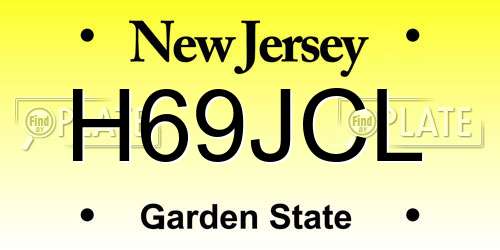 H69JCL New Jersey License Plate