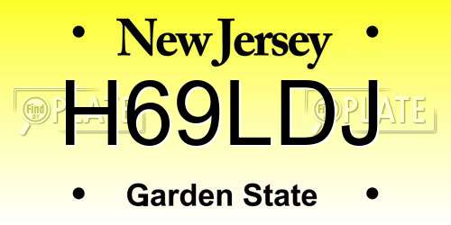 H69LDJ New Jersey License Plate